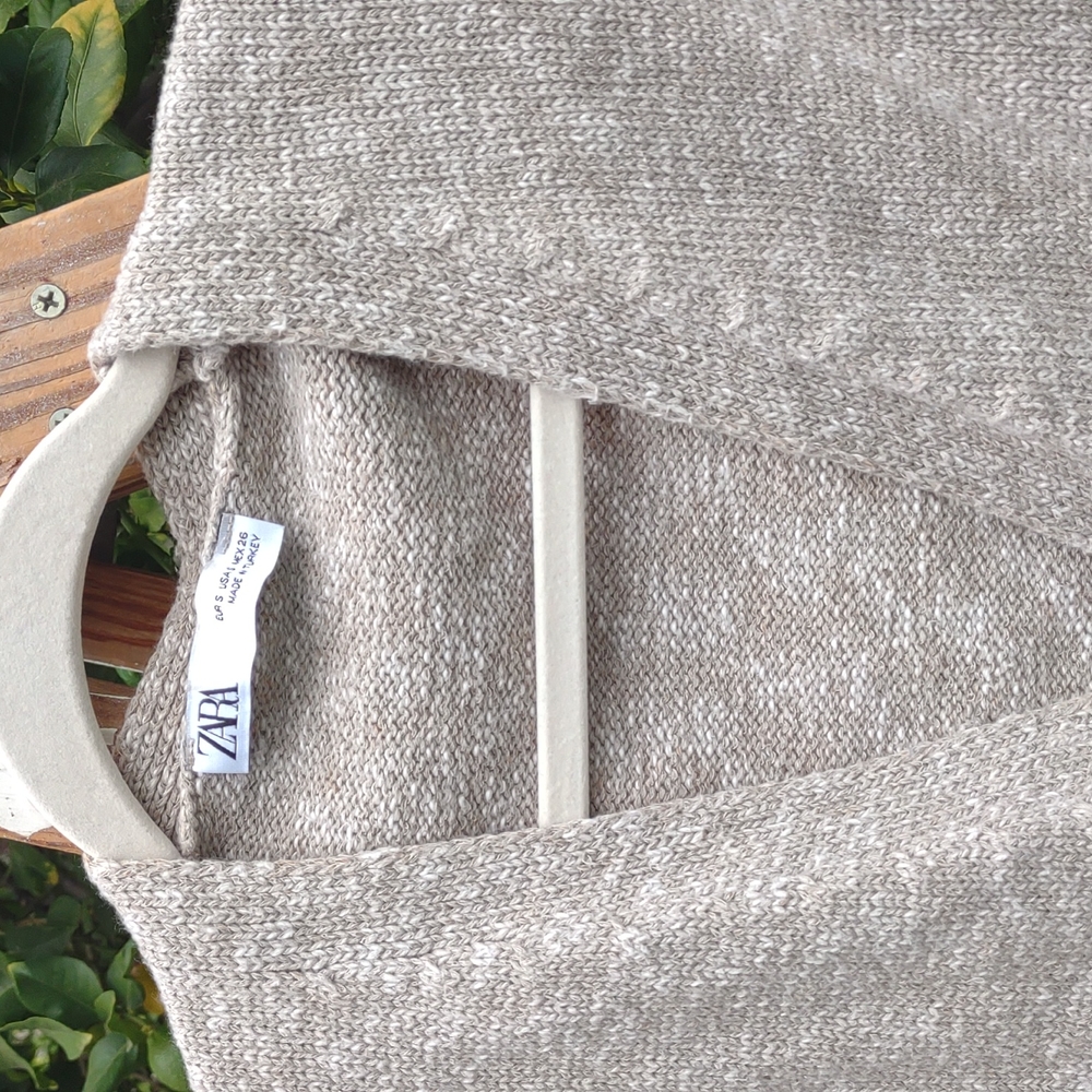 Zara Crop Button Front Cardigan Patch Pockets V-Neck Sage S - Picture 2 of 10